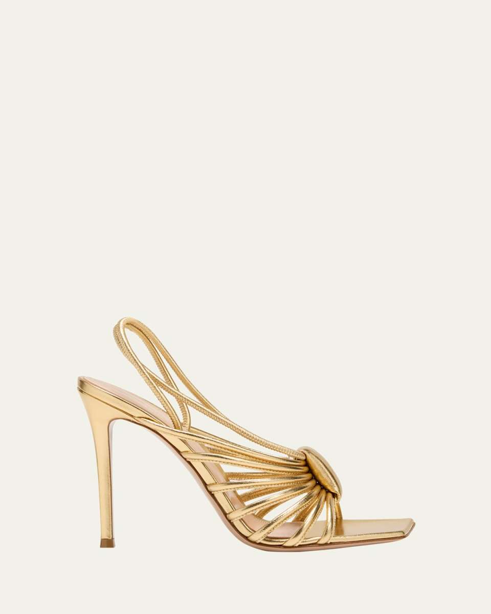 Metallic Strappy Caged Slingback Sandals